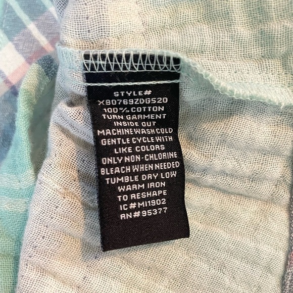 NWT Sanctuary Women’s Tomboy Shirt Plaid Aqua and Navy - Picture 4 of 4